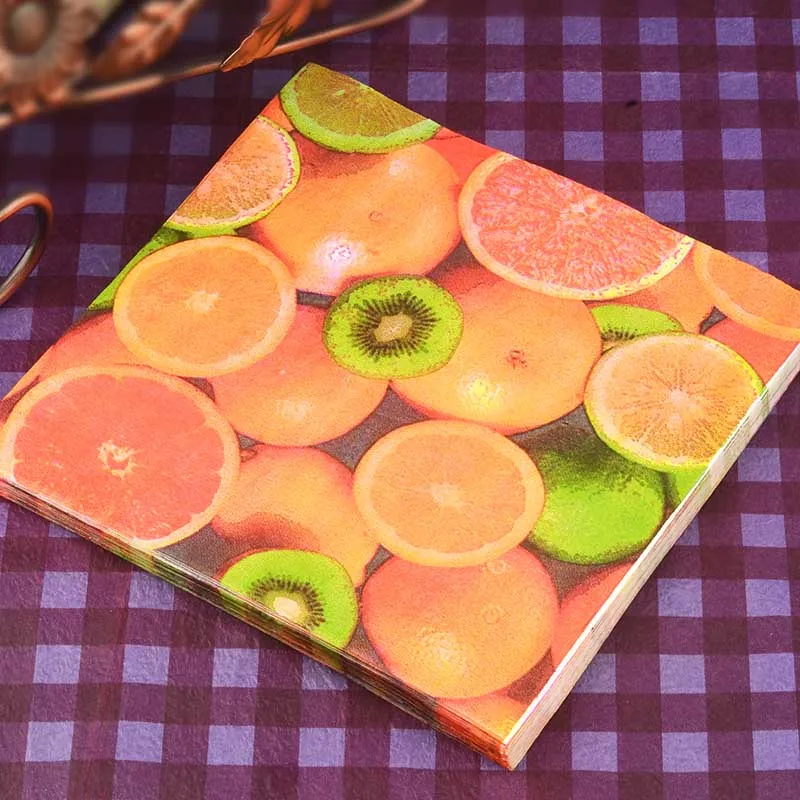 

New napkin paper tissue towel fruit patterned handerchief decoupage wedding serviette birthday party festiv cafe decor cup mats