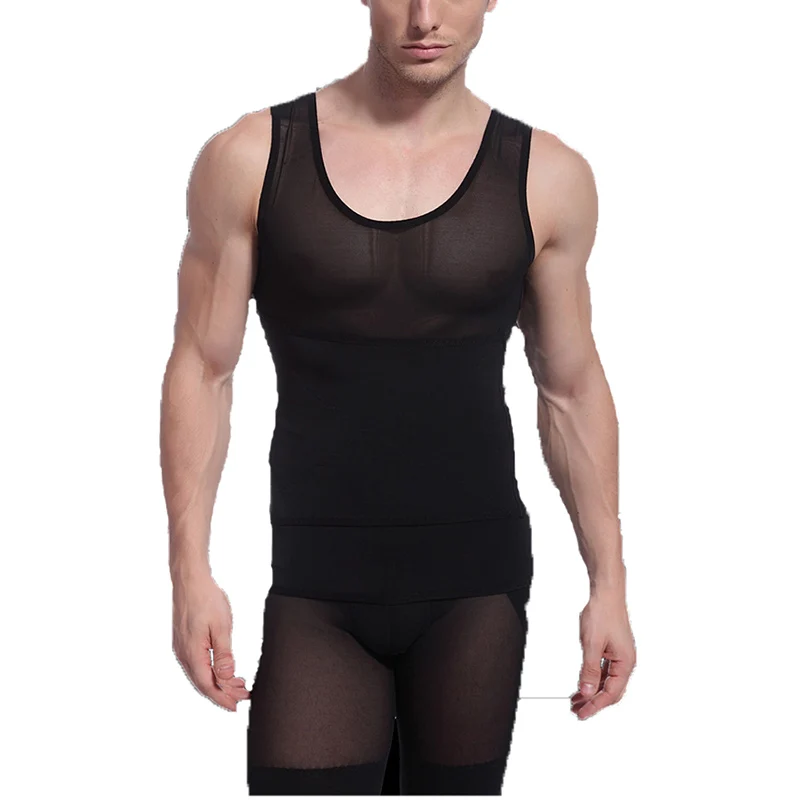 Mens Body Shaper Tummy Belly Waist Girdle Tee Compression Tight