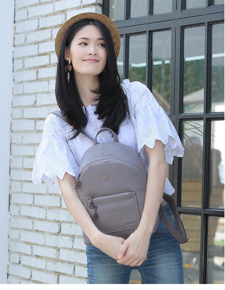 Fashion Women Backpacks Natural Top Layer Cow Leather Crossbody Bag Student Bag Teenagers Girls Travel Bags Simple Versatile Bag         H51940322- (3)