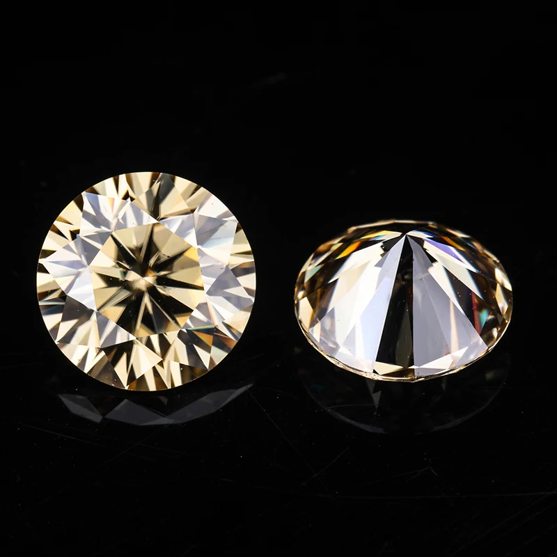 

Champagne color 6.0mm round brilliant cut moissanites loose gems stones for jewelry making loose coloed diamonds