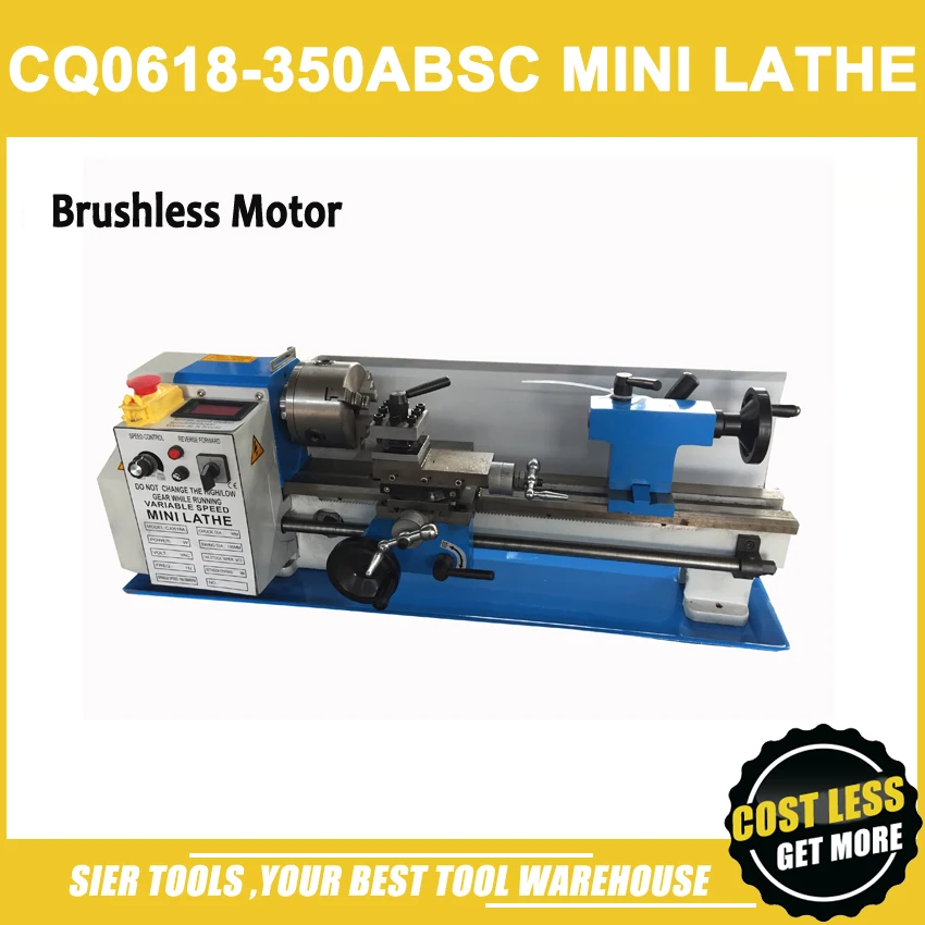 

CQ0618-350ABSC mini lathe machine/450W Brushless Motor metal lathe/Steel Gears/Speed Readout/Free 11pcs turning tool