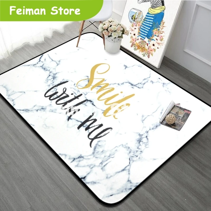 

European Style Rectangular Living Room Bedroom White Decorative Carpet Area Rug Bedroom Floor Door Yoga Kids Play Game Soft Mats