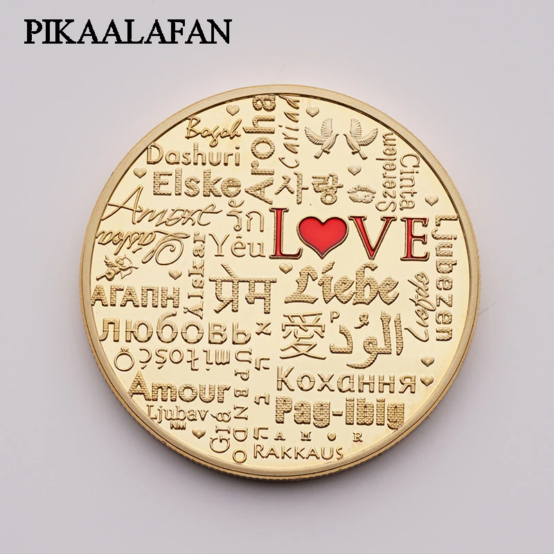 Pièces commémoratives PIKAALAFAN tempérament et Sentiment d'intérêt amour pièces en argent or amour artisanat commémoratif