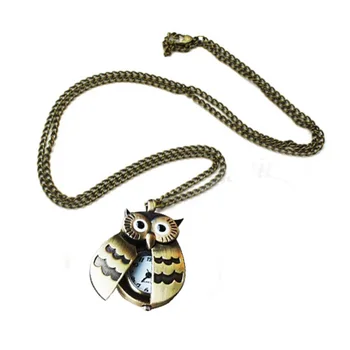 

YCYC!5* Flappy Wings Owl Locket Watch Necklace