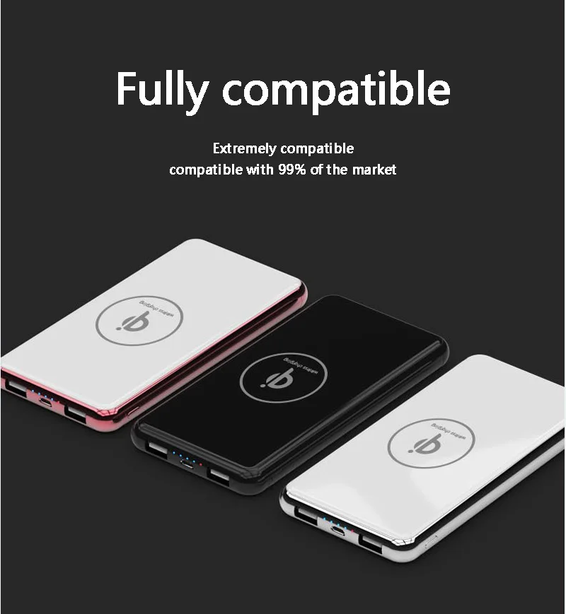 The lowest cost wireless charger 20000mah mobile power 5V 2.1A 5W external battery mobile power for iphone X Samsung millet