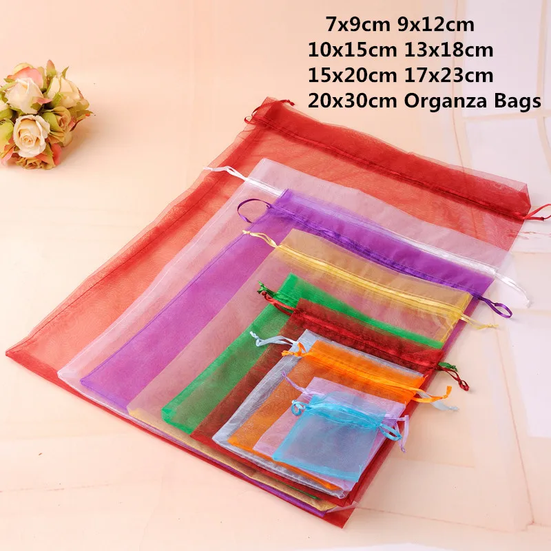 

10pcs 15x20 17x23cm 20x30cm Organza Bags Jewelry Bag Organza Jewelry Packaging Bag Jewelry Pouches Christmas Organza Gift Bags