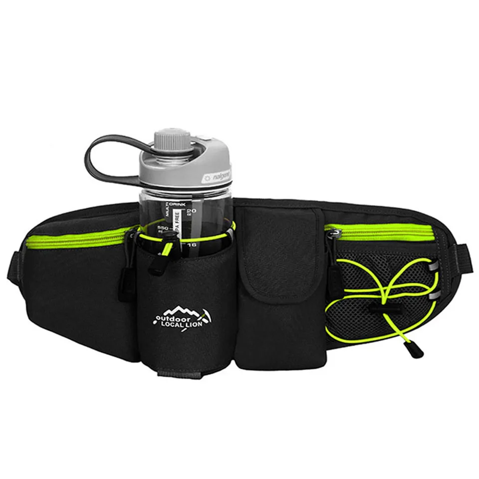 Местный лев унисекс Беговая сумка для путешествий Удобная походная Спортивная поясная сумка на молнии сумка для бега дорожные велосипедные поясные сумки - Цвет: Black with Green