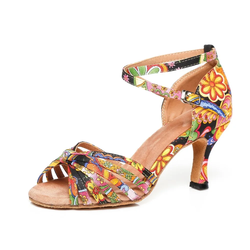 

Comfortable Soft Sole Latin Ballroom Dance Shoes Satin Professional 7.5cm High Heel Dancing Shoes for Women/Ladies/Girls A135