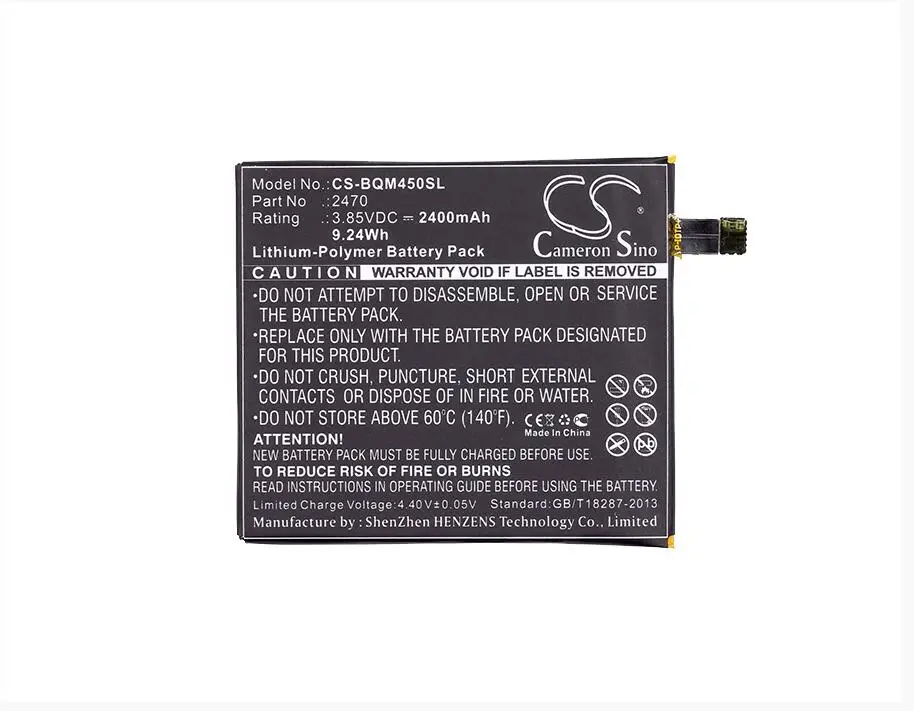 Аккумулятор Cameron Sino 2400 мАч для BQ Aquaris A4.5 4G M4.5 2470 аккумулятор