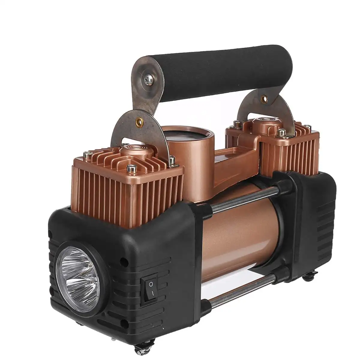 Universal 12V 150PSI Digital Portable Double Cylinder Car Air Compressor Tire Tyre Inflator Pump For Car Trucks With Light - Color Name: Gold