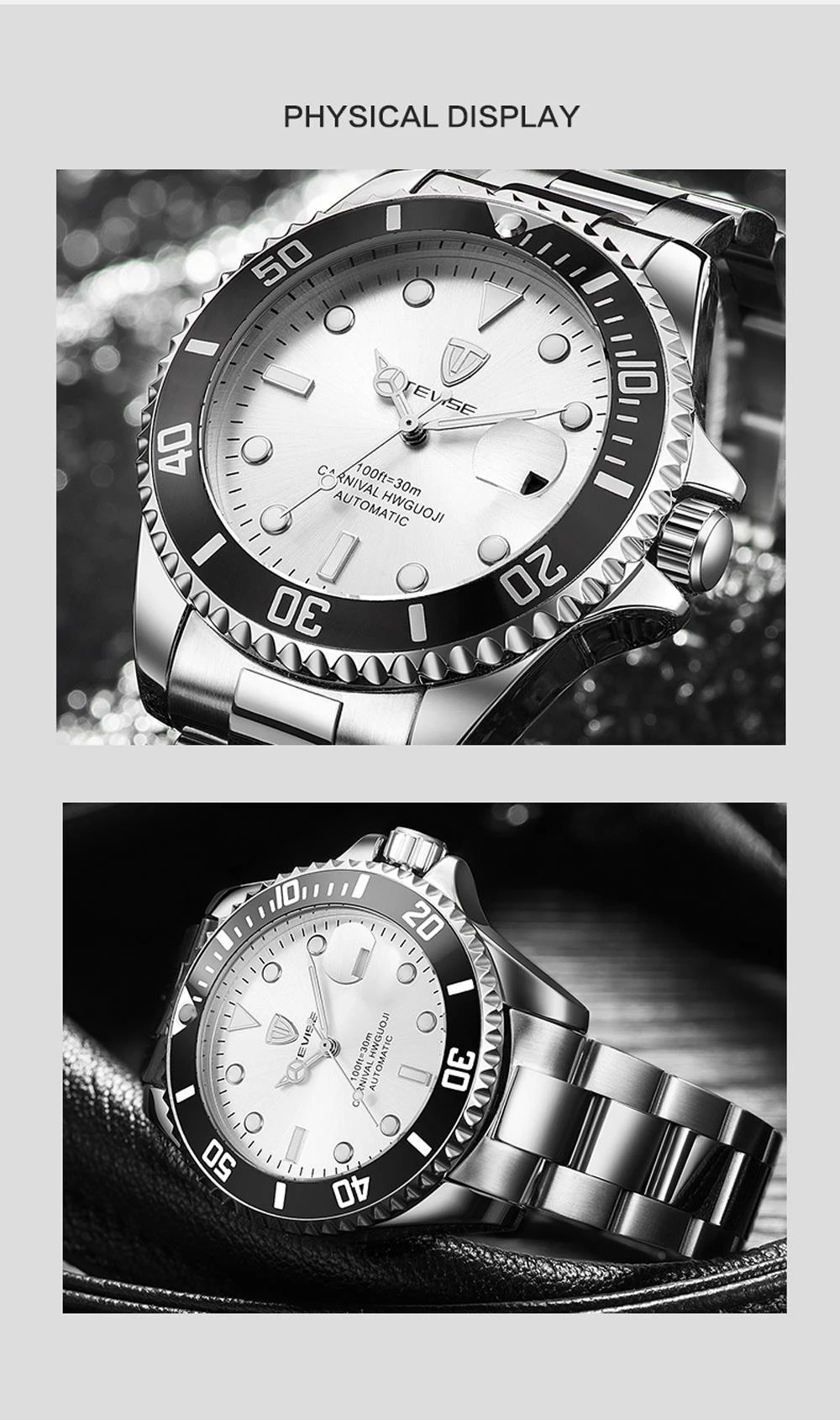 Модный бренд TEVISE для мужчин Stailness стальной ремешок автоматические механические часы модные для Мужчин Светящиеся Дата Бизнес наручные часы