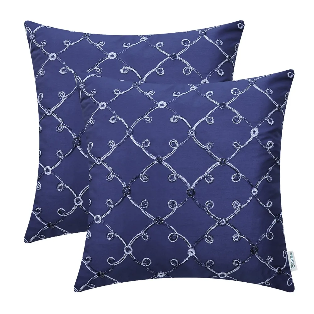 2PCS Square CaliTime Faux Silk Throw Pillow Covers Couch Gradient