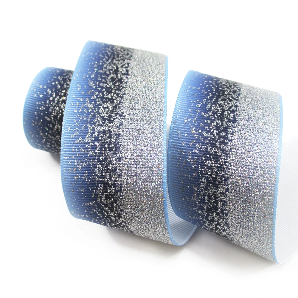

david angie Glitter zebra Gradient color grosgrain ribbon polyester tape 5yards,DIY hair bow handmade materials,5Yc4201