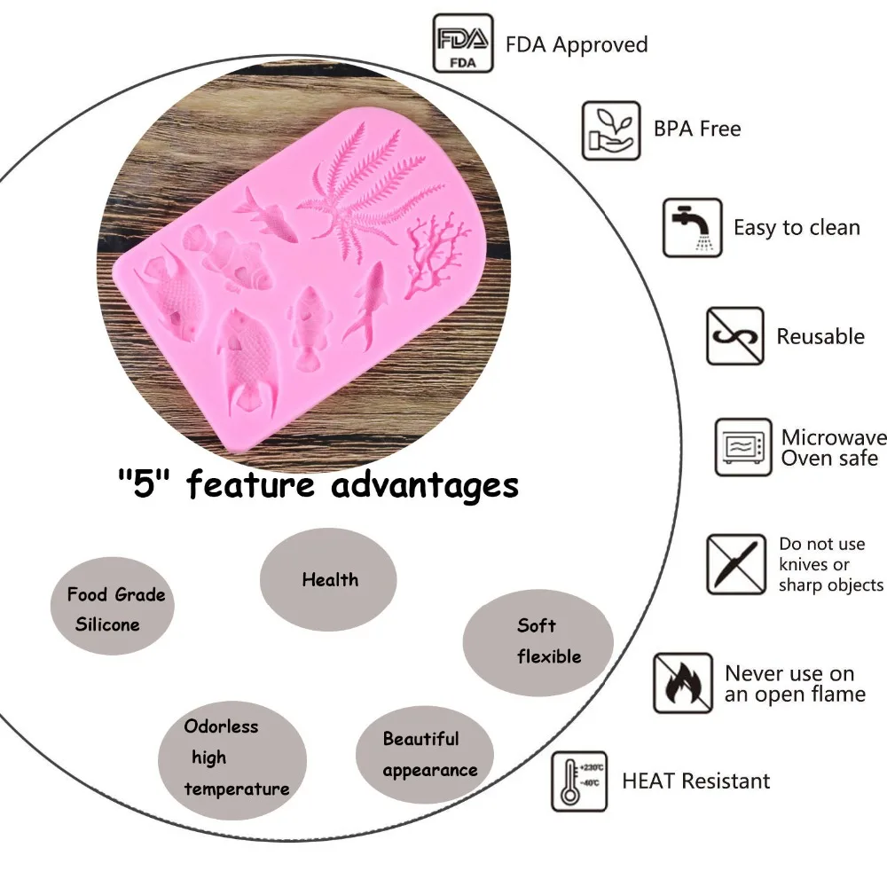 Рыба морские водоросли силиконовые формы DIY торт границы инструменты для украшения тортов из мастики морской Коралл кекс шоколадные формы
