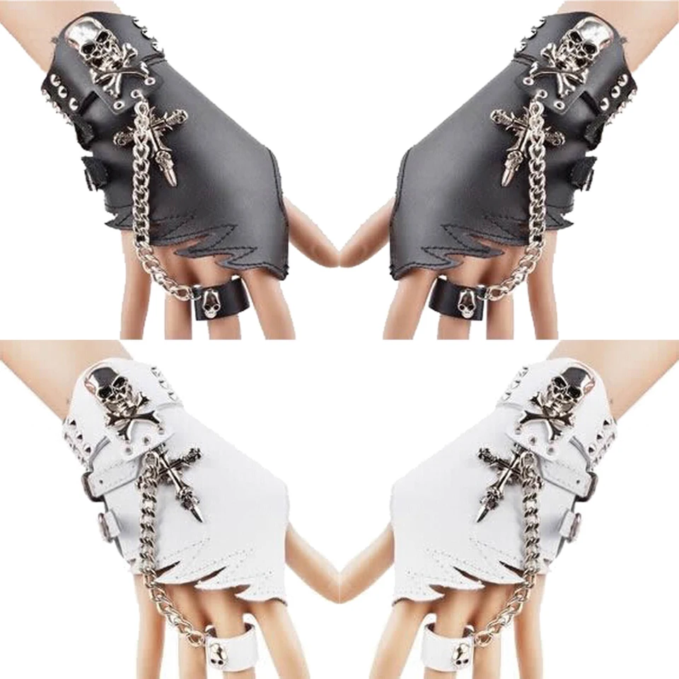 Gant En Cuir Gothique Fait A La Main Design Punk Paire De Doigts Gant De Performance Avec Dents Pour Femmes Gants Tactiques Aliexpress