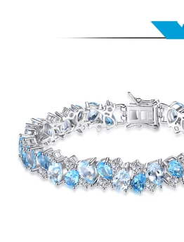 JewelryPalace Роскошные 23ct Multi Лондон Голубой Топаз Ссылка Теннисный Браслет Настоящее Стерлингового Серебра 925 ювелирных изделий Для Женщин Партии Подарок