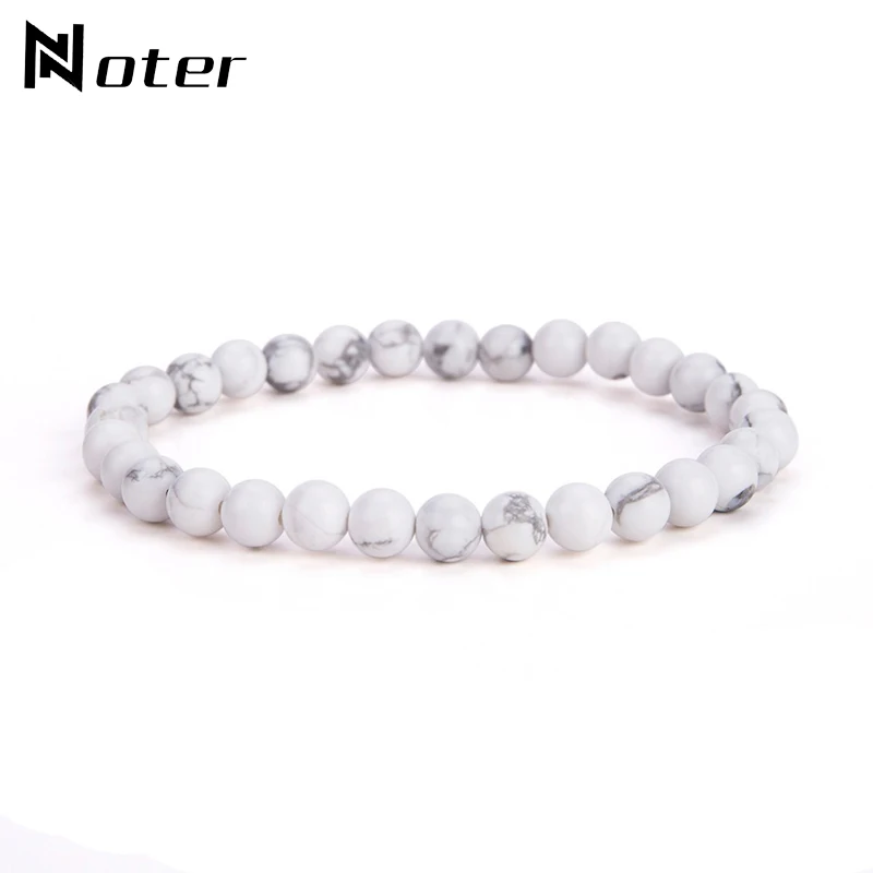 

Minimalist 6mm 8mm Beads Bracelet Men Women Charm Black White Natural Stone Bracelet For Man Women Jewelry Accessories Pulseras