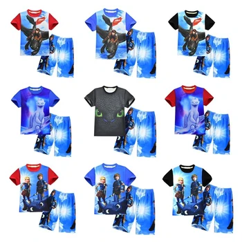

2018 New How To Train Your Dragon T-shirts with Pants Kid Summer Clothes Casual Baby Children Clothing Set Cartoon Child Suits