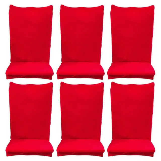 4/6 Pcs Pure Red Color Chair Cover Thin Stretch Chair Cover Elastic
