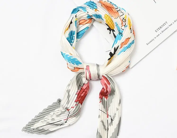 Yishine 6 цветов морщин шейный шарф для женщин Фламинго печати Мода креп платок шарфы ободок мнущийся руль обертывания Sca - Цвет: gray