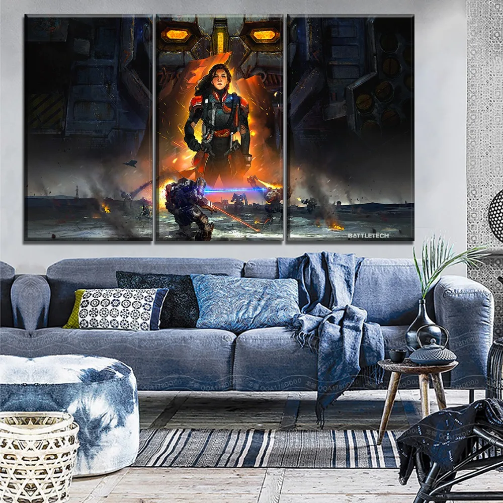 Wall Art модульные картины холст картинки HD печати Battletech игры картина 3 предмета Kamea
