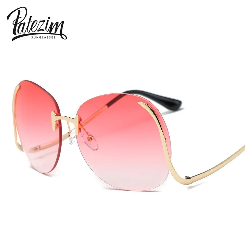 PATEZIM Fashionable Women Rimless Gradient Sunglasses Elegant Ladies Classic Driving Goggles Eyewear | Аксессуары для одежды