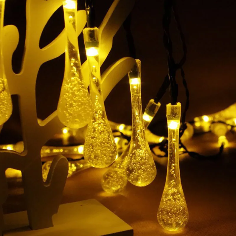 

7M 30 LED Solar Powered Fairy Lights Outdoor Water Drop Led String Light Christmas Decoration Holiday Lighting
