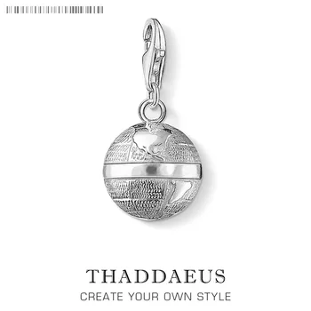 

Gray Globe World Map Charm Earth Day Gift For Best Friends Wanderlust Personalized 925 Sterling Silver Pendant Fit Bracelet