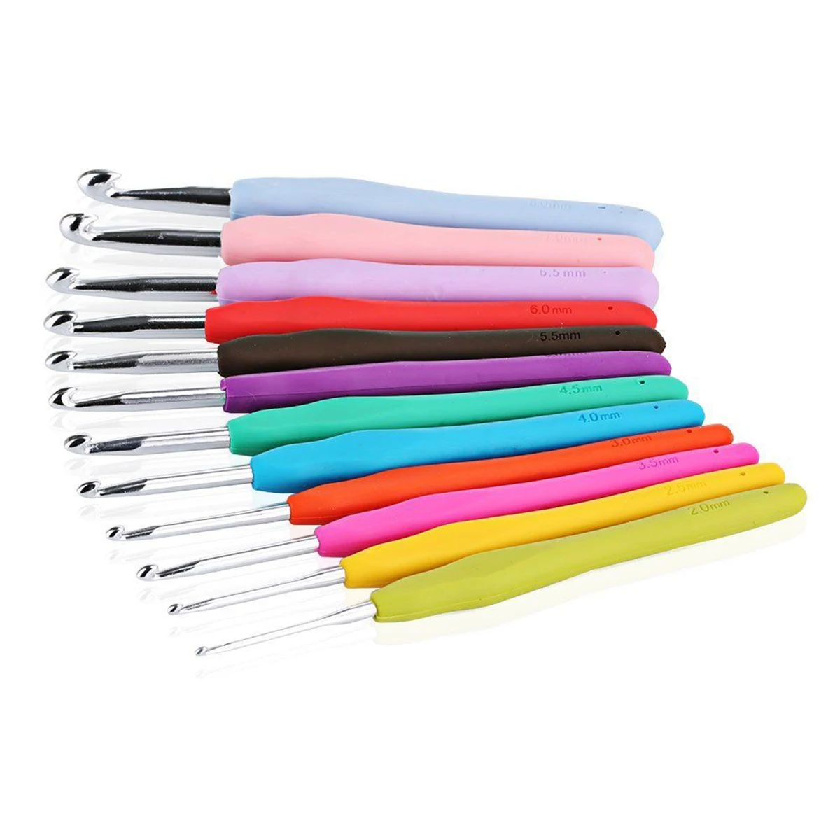 12pcs Soft Handle Needles Knitting Weaving Crochet Hooks Craft Yarn Aluminum