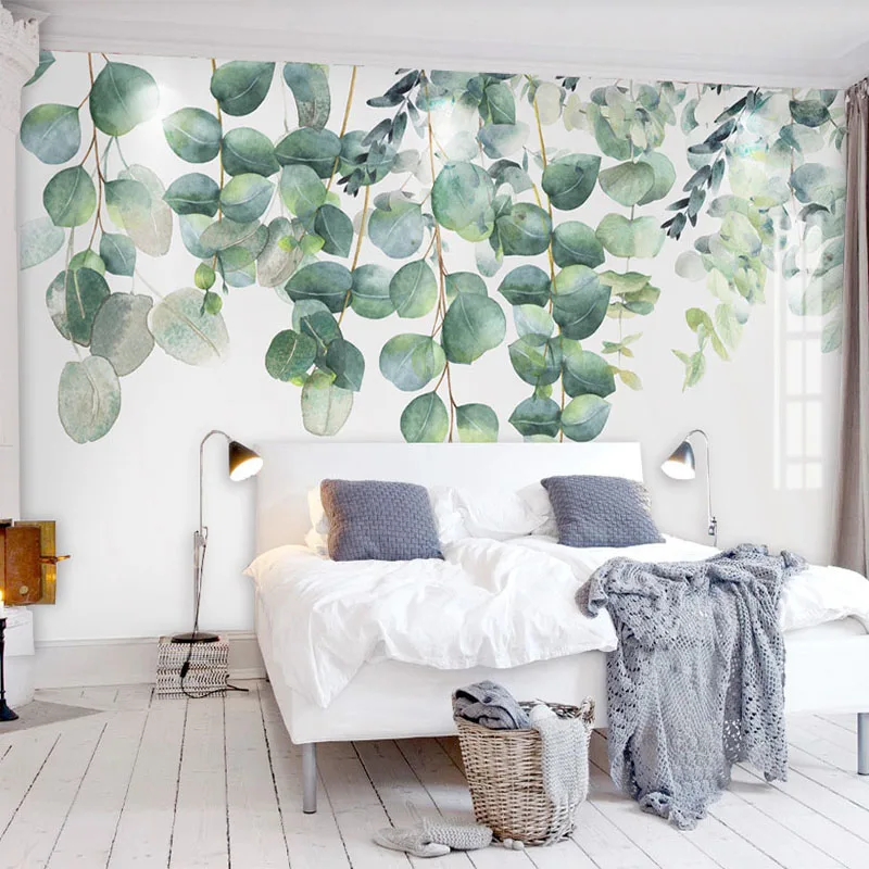 

Modern 3D Murals Wallpaper Green Plant Leaves Photo Wall Cloth Living Room Bedroom Waterproof Eco-Friendly Papel De Parede 3 D