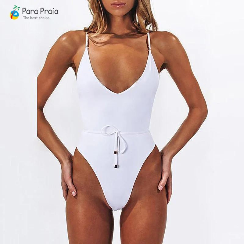 

New Backless One Piece Swimsuit Women Solid Swimwear Women Monokini Push Up High Cut Swimsui Bandage Bathing Suit Thong Swimwear