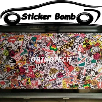 

Graffiti Cartoon JDM Printed Sticker Bomb Vinyl Film Adhesive Car Wrap Motorcycle Scooter Sticker Wrapping Foil with Air Release