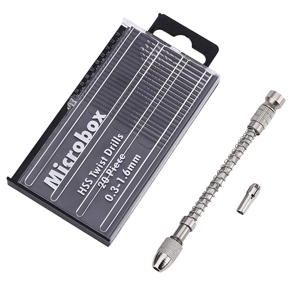 

Mini Micro Hand Drill with Keyless Chuck +Twist Drill Bit Set for DIY Jewelry Carving Tool Manual Drilling for Beeswax Rubber