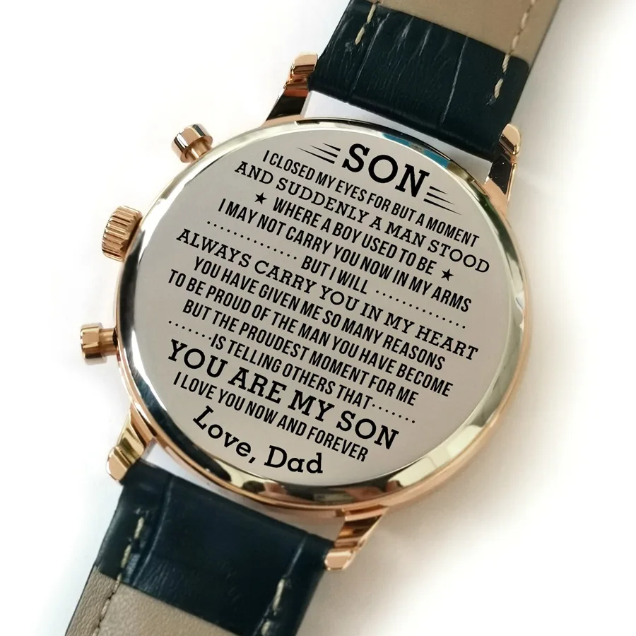K4500-9 Dad To My Son,, часы с гравировкой, календарь, 24 часа, аналоговые Мужские часы Dail, военные подарки для семьи - Цвет: K4553