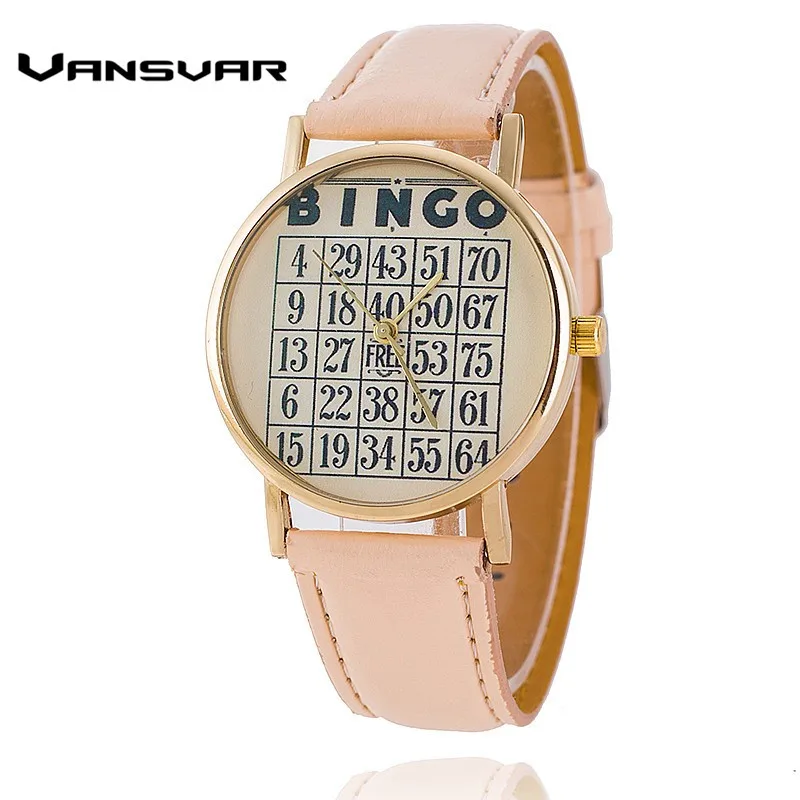 

VANSVAR Leather Strap Women Quartz Watch Fashion BINGO Watch Casual Watches Relogio Feminino Drop Shipping BW1806