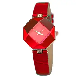 Женские кожаные красочная тесьма Кварцевые наручные часы Универсальный призматический наручные часы Портативный Для женщин спортивные