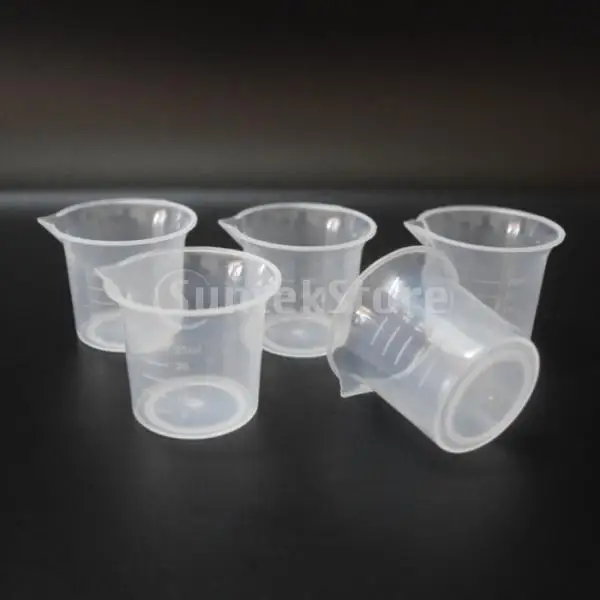 

5pcs 25ml Transparent Plastic Lab Graduated Beaker Container Cup