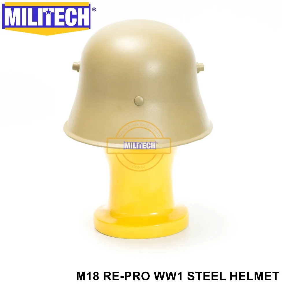 MILITECH, немецкий шлем Tan DE WW One M18, шлем Первой мировой войны, репро, шлем WW1, коллекция, шлем, Великая война, немецкий мотоциклетный шлем