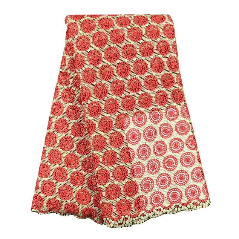 

Coral high quality african cord water soluble heavy lace african guipure embroidery 003 5yards for dress garments