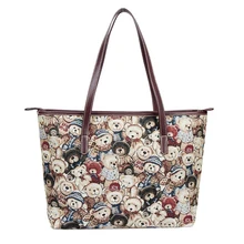 Для женщин сумки новая мода Повседневное одно плечо рюкзак сумки для покупок Высокое Качество Студентов Холст Медведь вместительные сумки