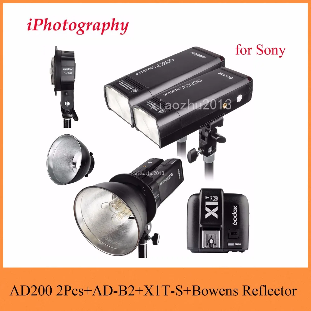 Вспышка Godox AD200 2 4G TTL шт. + AD-B2 X1T-S Рефлектор Bowens 400 Вт стробоскоп для Sony | Электроника
