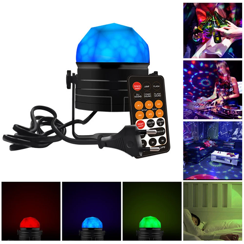 

Sound Activated 9W Disco Ball Led Stage Light RGB color With Remote controller 2-IN-1 Stage lamp AC100-240V for Party,Birthday
