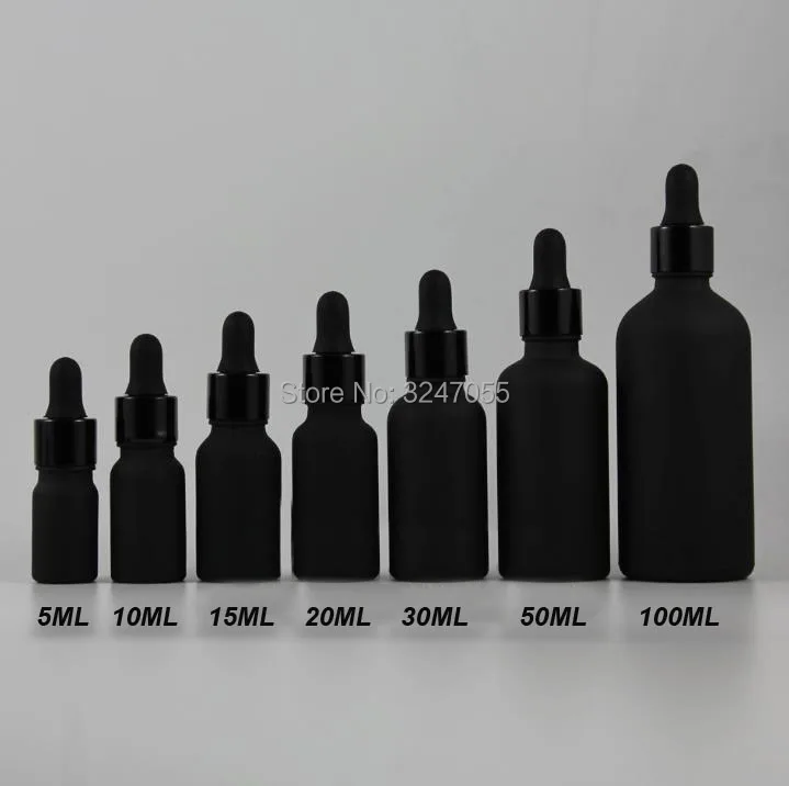 5ml10ml15ml20ml30ml50ml100ml Matte Black Cosmetic Essence Packing, Frosted Black Essential Oil Bottle, Beauty Makeup Tools