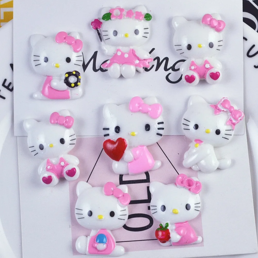 

50pcs/lot Super Kawaii Resin Hello Kitty Cat Cabochon Flatback For Scrapbooking Craft Home Decoration DIY Accessary
