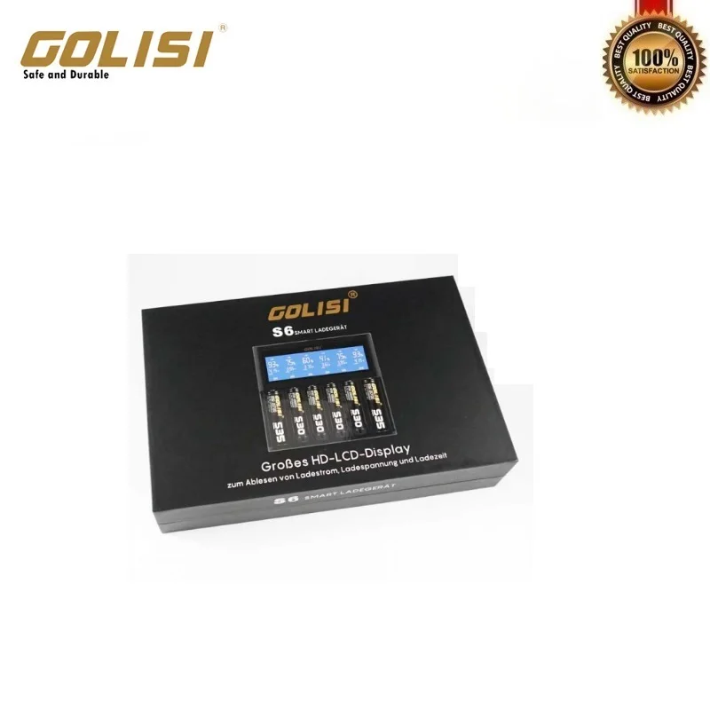 GOLISI S6 интеллигентая(ый) Зарядное устройство совместимо с 20700 26650 18650 никель-металл-гидридный аккумулятор Ni-cd и 3,6 V/3,7 V цилиндрической формы для 6 батареек