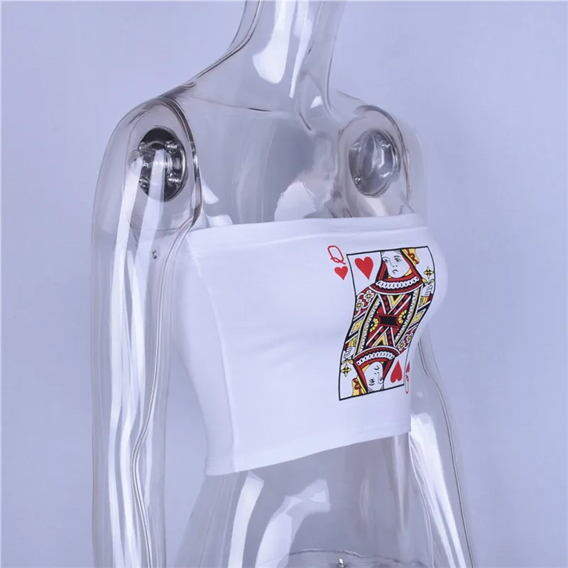 New Women Playing Card Printed Tube Tops Tight Sexy Strapless Off Shoulder Crop Tops White Stretch Tube Top Women Streetwear H8 New Women Playing Card Printed Tube Tops Tight Sexy Strapless Off Shoulder Crop Tops White Stretch Tube Top Women Streetwear H8