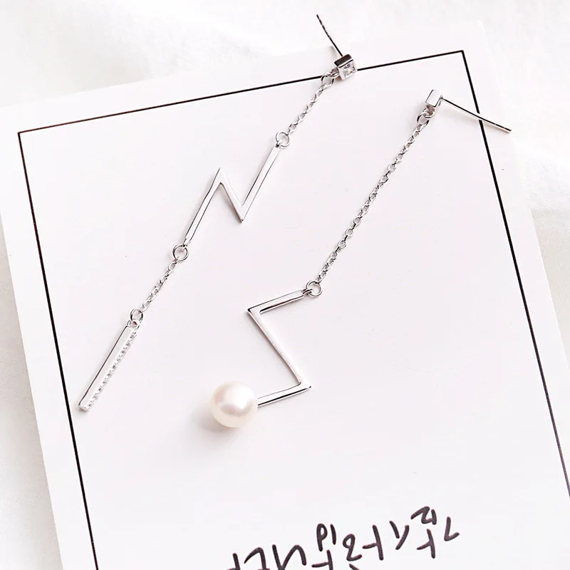 lightning pearl earrings 100% 925 Sterling silver Jewelry fashion Hypoallergenic dangle earrings for women gift