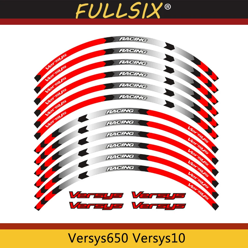 Motorcycle Reflective 17 inch Wheel Rim Stripe Decal Sticker Front Rear Decal Full Set For KAWASAKI Versys650 Versys10 puma official puma evo stripe full zip hoodie 58942403