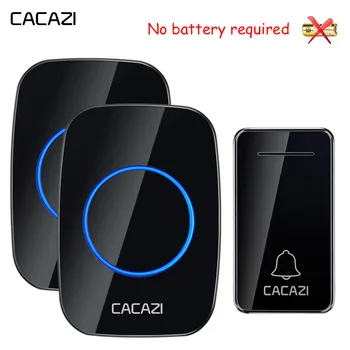 

CACAZI Self-powered Wireless Doorbell Waterproof No battery US EU UK AU Plug Calling Doorbell Chime 1 2 Button 1 2 Receiver