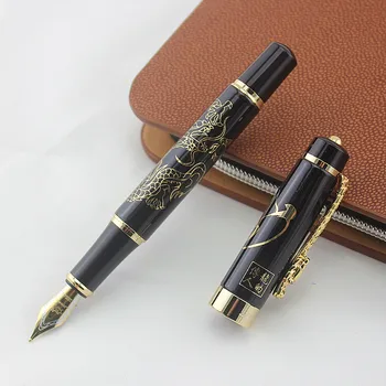 

Jinhao Black gold carving Luxury Eastern Dragon Gift Pen Business office pen Fountain Pen New